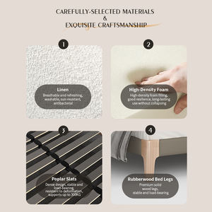 AIDI letti di lusso tappezzeria elegante stile moderno <span class=keywords><strong>legno</strong></span> in gomma da 150mm con piedi in <span class=keywords><strong>legno</strong></span> massello <span class=keywords><strong>letto</strong></span> <span class=keywords><strong>matrimoniale</strong></span> morbido telaio del <span class=keywords><strong>letto</strong></span> - Product Image 2