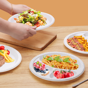 <span class=keywords><strong>Assiette</strong></span> <span class=keywords><strong>jetable</strong></span> biodégradable DG de 9 pouces de couleur blanche, 7 pouces, 1 <span class=keywords><strong>compartiment</strong></span>, 100% compostable, <span class=keywords><strong>assiette</strong></span> ronde - Product Image 3