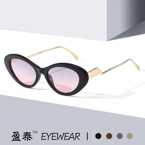 Yingtai Eyewear Cat Eye Sunglasses Black <b>Frame</b> <b>Pink</b> Lens UV400 Women Fashion - Product Image 1
