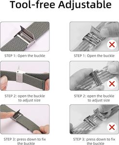Tali jam tangan nilon olahraga elastik dapat diatur, tali jam kepang dengan gesper - Product Image 3