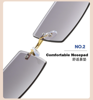 Service d'échantillons de lunettes de soleil sans monture personnalisées avec logo OEM, protection UV400, monture métallique, verres colorés, unisexe, directement de l'usine