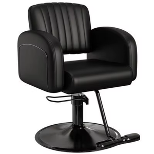 Fauteuil de coiffure hydraulique à base carrée, chaise de salon de luxe en cuir avec accoudoirs - Product Image 1
