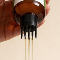 Bouteille applicatrice de couleur pour cheveux en PET ambré avec bouchon peigne 24/410, 4oz 5oz 6oz 8oz, flacons en plastique à bouchon torsadé pour huile capillaire