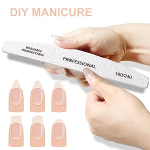 10pcs/Lot Wooden Nail <b>Files</b> Professional 100 180 240 Emery Board Manicure Buffer Grey Boat Double-sided Wooden Pedicure Buffers - Product Image 6