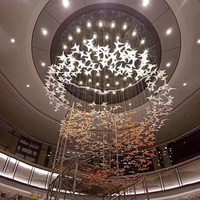 Lustre suspendu décoratif en résine et verre, design personnalisé, nouveau modèle, pour hall d'entrée, lumière centrale, feuilles de papillon