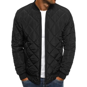 Bông Đứng Cổ Áo Zip-up Không Thấm Nước Áo Gió Mùa Đông Giản Dị Ấm Áp Nóc Áo <span class=keywords><strong>Varsity</strong></span> Máy Bay Ném Bom Trọng Lượng Nhẹ Mens Kim Cương Áo Khoác - Product Image 4