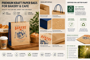 Sacs en papier kraft personnalisés avec logo pour boulangerie, café, emballage alimentaire à emporter, fournitures de services alimentaires - Product Image 4