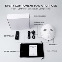 Appareil LED facial à quatre longueurs d'onde avec masque flexible et réglage de la durée ajustable