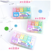 Stylo surligneur artistique personnalisé à tête inclinée, motif dessin animé mignon, multicolore