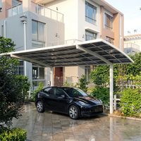 Abri de jardin M-Type 5x3m en aluminium, design simple, pour 2 voitures, résistant aux intempéries, construction durable pour allée de stationnement