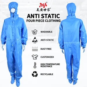 cleanroom zippers dustproof clothes Heatproof Clothing For Mining Industrial static dissipative esd smock