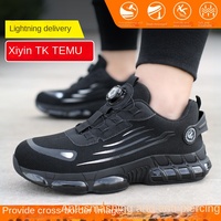 Chaussures de Sécurité pour Homme de Nouvelle Génération Anti-Perforation Anti-Écrasement avec Bouton Rotatif Respirantes et Isolantes Électriquement pour la Protection au Travail