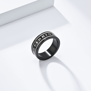 Nordic Viking Letter <b>Rings</b> <b>Titanium</b> Steel Men's Jewelry Gift Antique Silver <b>Black</b> Steel Color Fashion <b>Rings</b> - Product Image 4