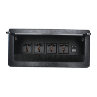 Caja de Conexiones de Sobremesa, 4 Tomas de Corriente Universales Estándar, 1 Puerto de Red, Color Negro