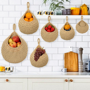 Wholesale Hand-Woven Organizer Set Natural Material Handmade Wall Hanging <strong>Storage</strong> <strong>Baskets</strong> for Kitchen Home Decor - Product Image 2