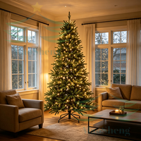 Arbre de Noël artificiel de 9 pieds avec lumières LED pré-éclairées, pour l'intérieur et l'extérieur, fournisseur d'usine, sur mesure
