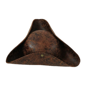 Sombrero de capitán de piel sintética marrón de <span class=keywords><strong>Piratas</strong></span> <span class=keywords><strong>del</strong></span> <span class=keywords><strong>Caribe</strong></span> para Halloween, sombrero de pirata de juego de Carnaval de estilo Vintage para escena de fiesta - Product Image 1