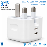 Chargeur de téléphone double port 50W personnalisé, adaptateur secteur Type C, chargeur rapide, chargeurs portables, accessoires pour téléphone, vente en gros