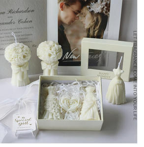 Vela aromática de cera de soja con forma de novia, diseño estético de ramo de novia LANJO, vela decorativa artística. - Product Image 3