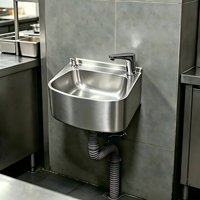Robinet à capteur GROCHOO à prix usine, en acier inoxydable, mural, pour lavabo, finition brossée mate, résistant à la corrosion