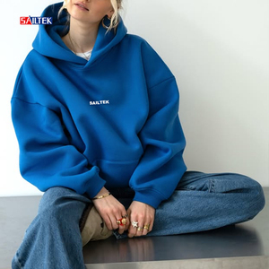 Fabricante de Hoodies Streetwear Personalizados Atacado Moda Tricotada <span class=keywords><strong>Hoodie</strong></span> Azul Feminino de Alta Qualidade Pullover Designer <span class=keywords><strong>Hoodie</strong></span> Pesado - Product Image 5