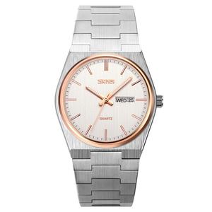 Montre à quartz Skmei 9288 de luxe haut de gamme personnalisée pour hommes, bracelet en acier massif, double calendrier, boîtier en alliage, cadran en verre, style professionnel - Product Image 3