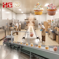 Ligne de production de cupcakes commerciaux et machine à pain avec mélangeur de chocolat, ligne de production entièrement automatique multifonctionnelle
