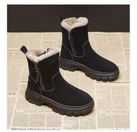 Bottes d'hiver pour femmes, mi-mollet, chaudes, avec fermeture éclair latérale, dessus en daim de vache, semelle extérieure en caoutchouc à crampons, doublure en fourrure, plateforme, bottes d'hiver OEM