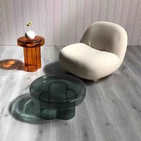 Meubles de style nordique centre de café rond bas de luxe petite table basse d'appoint en verre moderne