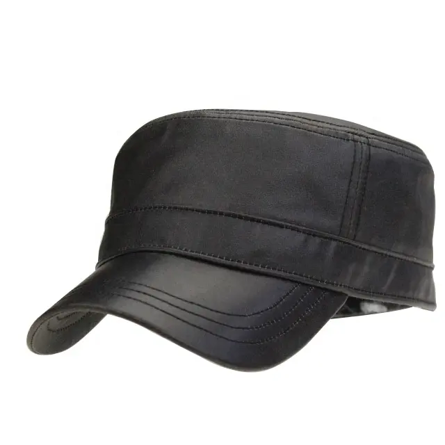 OEM & ODM Service Factory-sombreros de capitán con visera de cuero, ajustables, personalizados, color negro