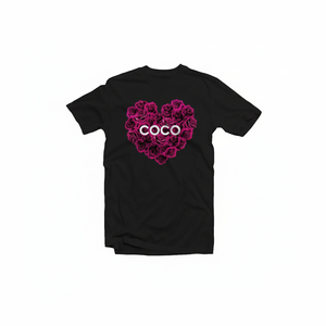 T-Shirt Coco Heart con Stampa Floreale da Uomo, 100% Cotone, Vestibilità Regolare, Collo Tondo, Manica Corta, Design Stampato sul Davanti - Product Image 1