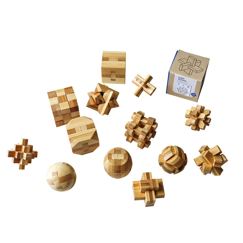 C01400-C01403 Intellectuele Verwijderen Assembleren Speelgoed Mini Bamboe Puzzel Games Brain Teasers Speelgoed Voor Tieners En Volwassenen