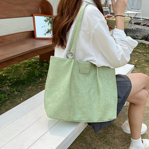 Bolso de mano verde menta, suave, de color sólido, con hebilla magnética, bolsillo con cremallera, bolso de hombro para mujer, primavera 2022 - Product Image 1