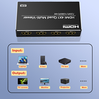 Commutateur HDMI 4x1 Quad Multi-viewer, commutation transparente, prise en charge 4K30Hz, télécommande IR pour salle de conférence