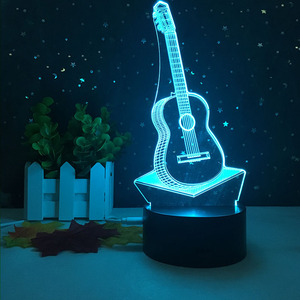 浪漫3D灯吉他造型亚克力LED夜灯装饰台灯情人节宝宝礼物 - Product Image 1