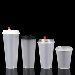 Vaso de Plástico PP Esmerilado con Tapa y Logotipo Personalizado, Impresión Digital, 90mm, 8oz-32oz, para Té de Burbujas, Jugo, Café - Product Image 1