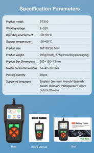 BT301 12V-24V pil Test cihazı-araç aküsü/kurşun asit akü sağlık kontrolü + şarj testi - Product Image 6