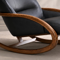 Fauteuil à bascule moderne en cuir microfibre, structure en bois massif, fauteuil de détente individuel, plusieurs couleurs, pour salon, intérieur, maison