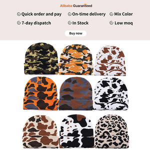 High Quality Custom Logo Hot Sale Men's Camo Knit Beanie Hat Cuff Tactical Sports Toque <b>Bonnet</b> Wholesale - Product Image 6