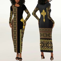 Vestido cultural etíope de manga larga al por mayor de fábrica, vestido Habesha, vestido Rasta para mujer