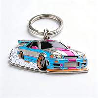 Porte-clés en alliage de zinc antique personnalisés en gros, émail souple, pour boutiques de souvenirs, salons professionnels, cadeaux d'affaires, porte-clés de voiture JDM