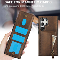Étui de téléphone magnétique en similicuir avec support et fente pour cartes pour Samsung Galaxy S26 Ultra, compatible avec S25 Plus, S24, S23, compatible avec la recharge sans fil