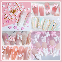 7 Grilles de Breloques pour Ongles, Motifs Fleur Rose et Blanche, Ruban et Nœud, Perles, Décorations pour Ongles, Accessoires de Manucure DIY, Ornements et Fournitures de Bijoux
