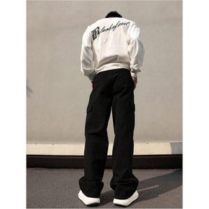 FOXA Men's Cross Graphic Baggy <b>Cargo</b> Pants Drawstring Waist Wide Leg Sweatpants Streetwear 100% Cotton Breathable - Product Image 2