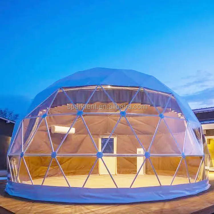 Tienda domo de camping de lujo de 8M con tubos de acero para casa glamping al aire libre