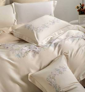 Parure de lit haut de gamme en mélange d'armoise et de coton, style moderne, housse de <span class=keywords><strong>couette</strong></span> antibactérienne, <span class=keywords><strong>anti</strong></span>-acariens, respirante et douce - Product Image 4