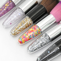 Pinceau de maquillage de marque privée avec poignée en strass diamant scintillant Mini outil de maquillage de pinceau à poudre unique