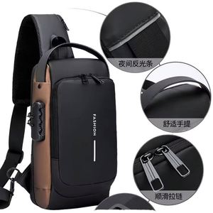 Bolso Bandolera de Moda con USB y Candado Codificado Antirrobo, Bolso de Hombro Impermeable con Logotipo Personalizado para Hombre - Product Image 3