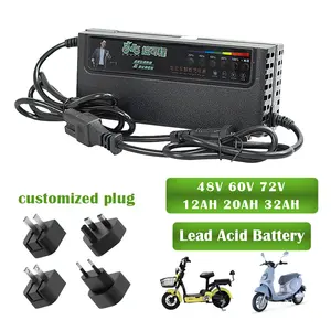 定制欧盟AU UK JP 48v 60V 72V 20Ah 6灯电动三轮车踏板车ebike铅酸电池充电器72V 20A