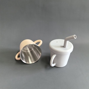 Niños alimentación impermeable Sippy tazas lavables silicona Acero inoxidable bebé botellas de agua con pajita - Product Image 3